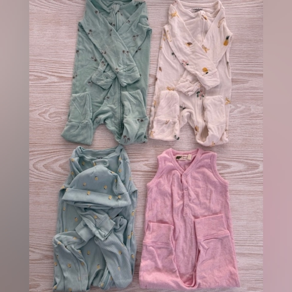 Lot of 4 Monica & Andy, Purely Soft/ Carter's Footies 9mo